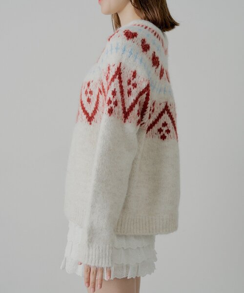 Chico（チコ）の「ハート柄ノルディックニット（ニット/セーター・レディース・グレー/アイボリー/ダークグレー・FREE）」の18枚目の写真