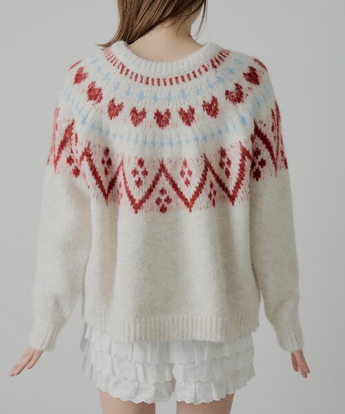 セール】ハート柄ノルディックニット（ニット/セーター）｜Chico（チコ