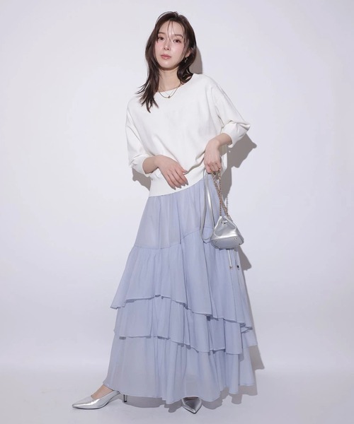 Mystrada（マイストラーダ）の「シアーランダムティアードスカート（スカート・レディース・ピンク/ブルーグレー・38/36/34）」の2枚目の写真