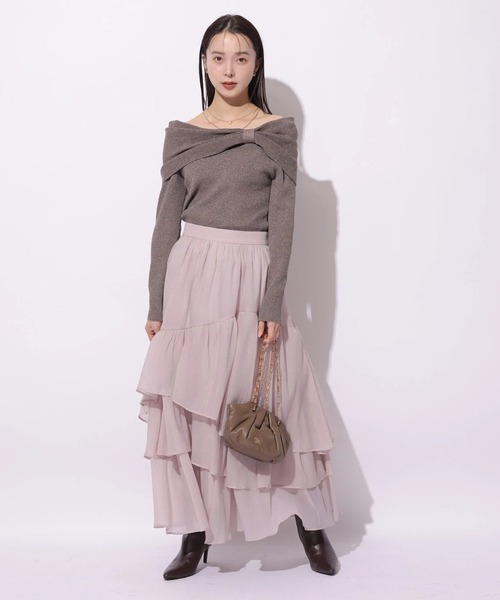 Mystrada（マイストラーダ）の「シアーランダムティアードスカート（スカート・レディース・ピンク/ブルーグレー・38/36/34）」の3枚目の写真