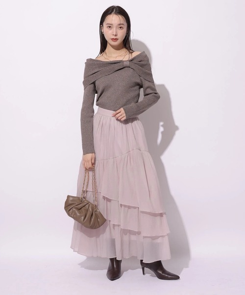 Mystrada（マイストラーダ）の「シアーランダムティアードスカート（スカート・レディース・ピンク/ブルーグレー・38/36/34）」の4枚目の写真