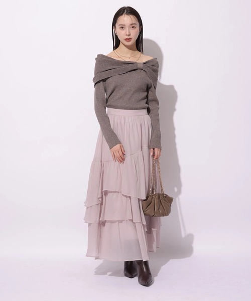 Mystrada（マイストラーダ）の「シアーランダムティアードスカート（スカート・レディース・ピンク/ブルーグレー・38/36/34）」の5枚目の写真