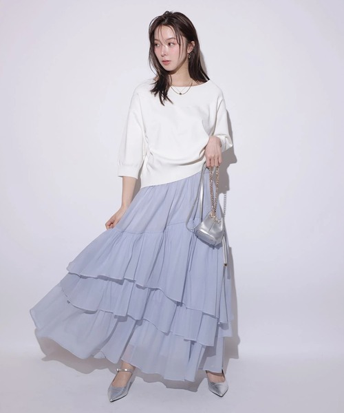 Mystrada（マイストラーダ）の「シアーランダムティアードスカート（スカート・レディース・ピンク/ブルーグレー・38/36/34）」の8枚目の写真