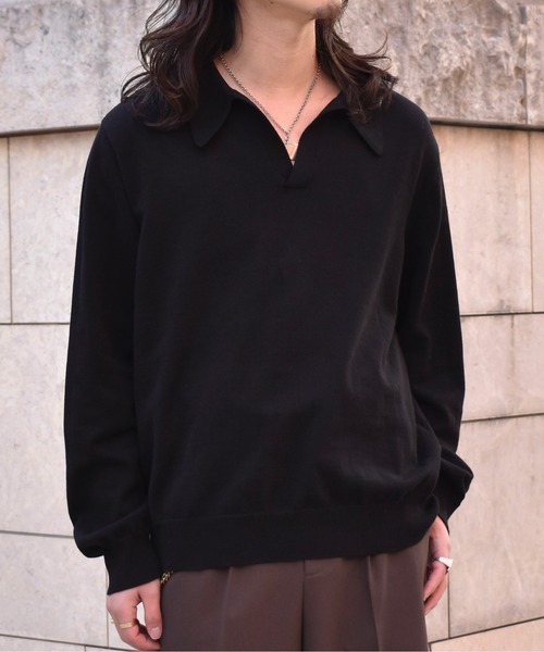Noen(ノエン)の「スキッパーニットポロ(ニット/セーター・メンズ・ブラック/グレー・LARGE/MEDIUM)」の5枚目の写真
