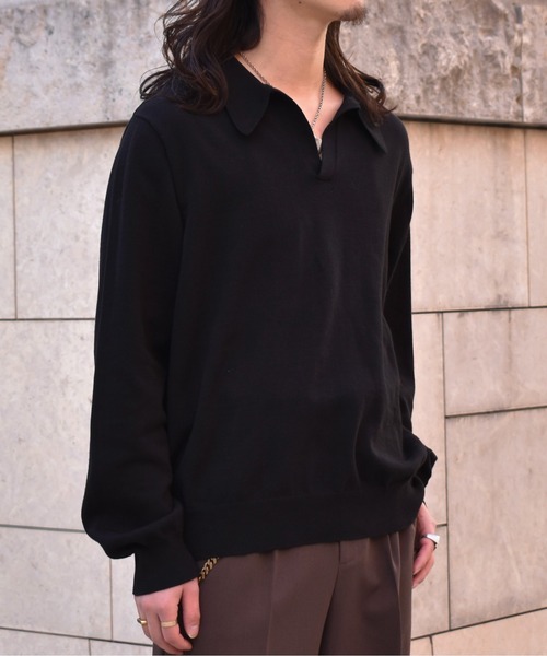 Noen(ノエン)の「スキッパーニットポロ(ニット/セーター・メンズ・ブラック/グレー・LARGE/MEDIUM)」の6枚目の写真