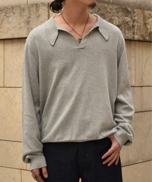 Noen(ノエン)の「スキッパーニットポロ(ニット/セーター・メンズ・ブラック/グレー・LARGE/MEDIUM)」の8枚目の写真