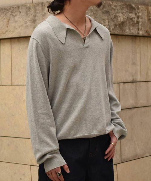 Noen(ノエン)の「スキッパーニットポロ(ニット/セーター・メンズ・ブラック/グレー・LARGE/MEDIUM)」の9枚目の写真