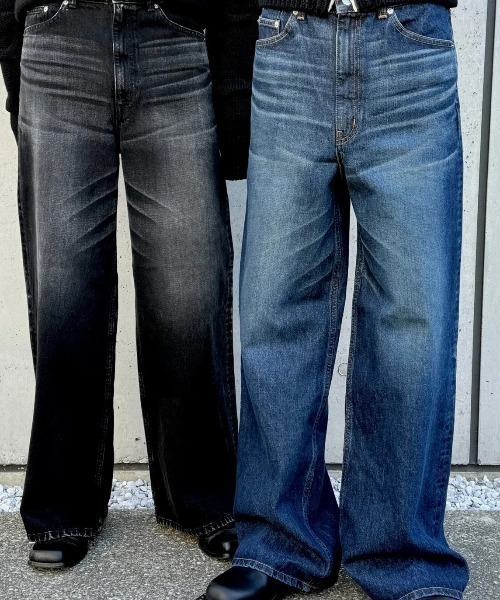JOHN LAWRENCE SULLIVAN WASHED DENIM WIDE PANTS (JLS-02-26)（デニム