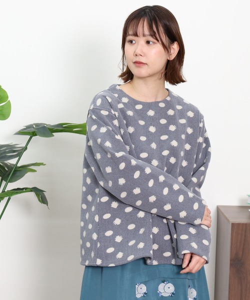 Emago(イマゴ)の「EMAGO ドット柄ニードルパンチブラウス(シャツ/ブラウス・レディース・チャコールグレー/グリーン/ブラウン・FREE)」の18枚目の写真