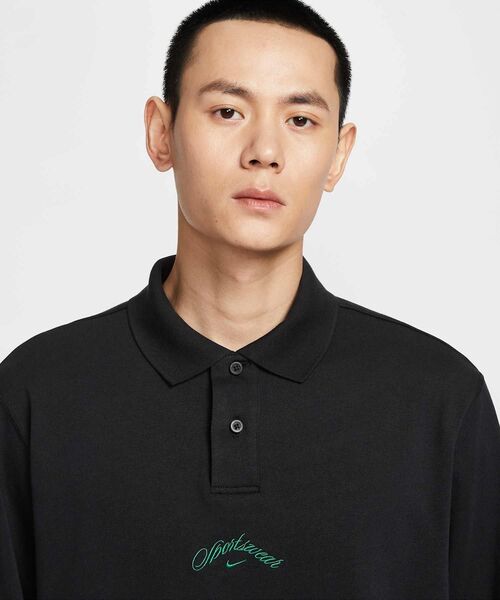 NIKE（ナイキ）の「ナイキ スポーツウェア クラブ メンズ ロングスリーブ ポロ / Nike Sportswear Club Men's Long-Sleeve Polo IF0771-010 Black（ポロシャツ・メンズ・ブラック・XL/2XL/L/M/S）」の3枚目の写真
