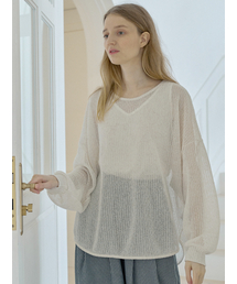 See Through Overfit Knit Pullover - OATMEAL