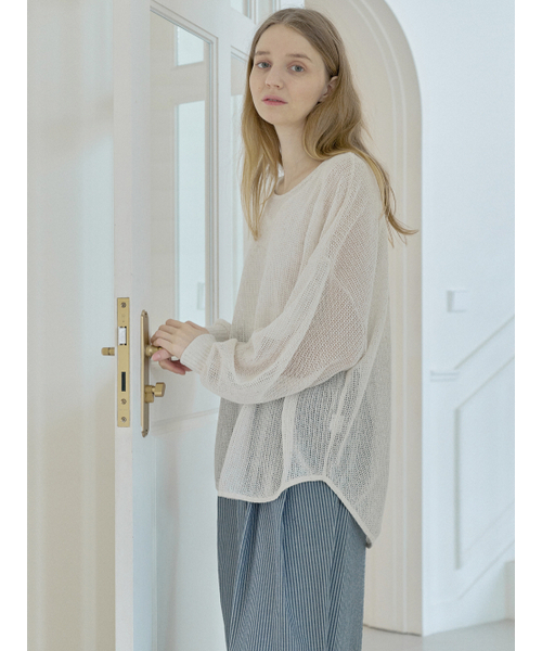 AVANT-G(アバン)の「See Through Overfit Knit Pullover - OATMEAL(ニット/セーター・レディース・その他・FREE)」の2枚目の写真