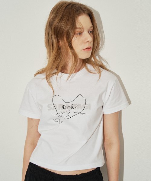 SARANAGI(サラナギ)の「SE01-CROP DOODLE TSHIRT WHITE(Tシャツ/カットソー・レディース・その他・FREE)」の1枚目の写真