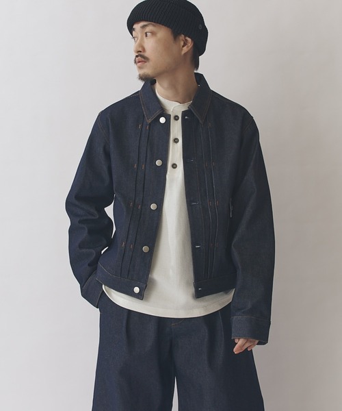 Lui's（ルイス）の「13.5ozリジットデニムブルゾン（デニムジャケット・メンズ・インディゴブルー/ブラック・M/S）」の2枚目の写真