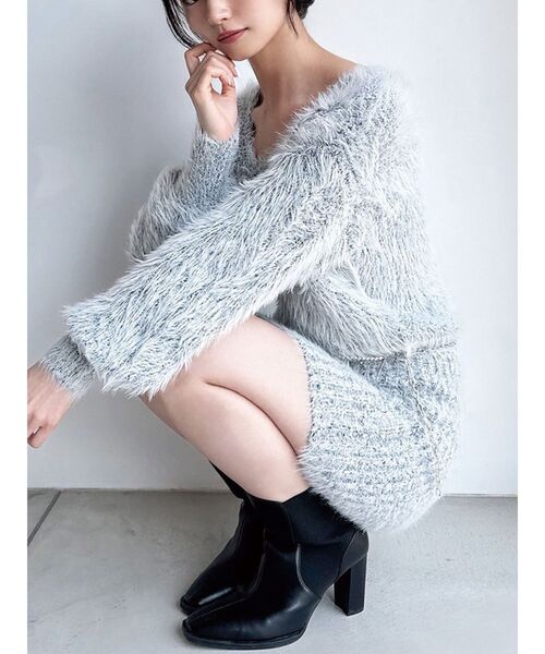 RESEXXY（リゼクシー）の「【追加生産分】シャギーニットワンピース（ワンピース・レディース・ホワイト/ピンク/その他1/ブラック・FREE）」の4枚目の写真