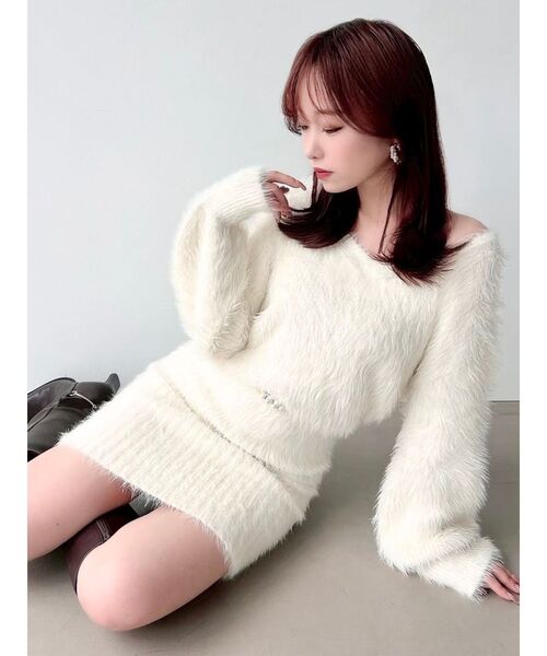 RESEXXY（リゼクシー）の「【追加生産分】シャギーニットワンピース（ワンピース・レディース・ホワイト/ピンク/その他1/ブラック・FREE）」の6枚目の写真