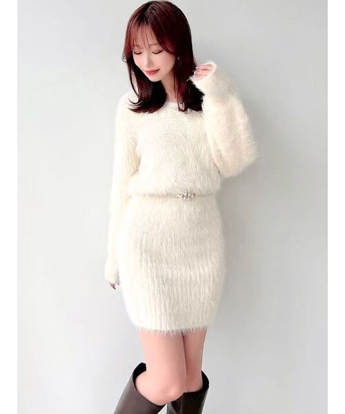 RESEXXY（リゼクシー）の「【追加生産分】シャギーニットワンピース（ワンピース・レディース・ホワイト/ピンク/その他1/ブラック・FREE）」の9枚目の写真