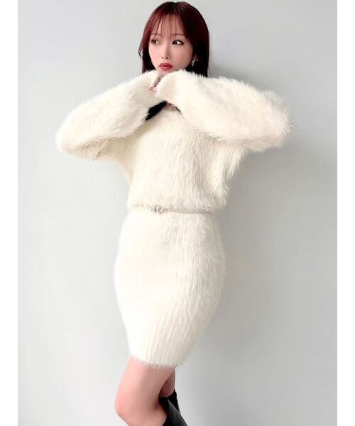 RESEXXY（リゼクシー）の「【追加生産分】シャギーニットワンピース（ワンピース・レディース・ホワイト/ピンク/その他1/ブラック・FREE）」の10枚目の写真