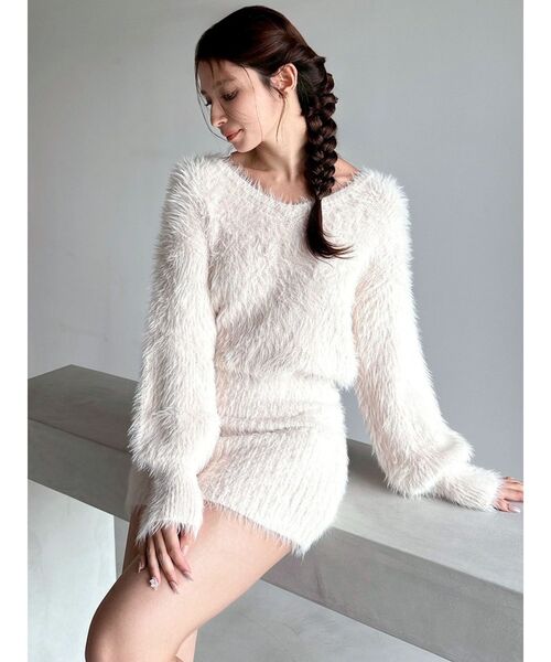 RESEXXY（リゼクシー）の「【追加生産分】シャギーニットワンピース（ワンピース・レディース・ホワイト/ピンク/その他1/ブラック・FREE）」の12枚目の写真