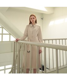 Pleated Shirt Dress_Beige