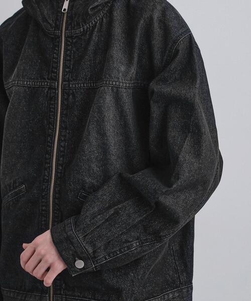tk.TAKEO KIKUCHI(ティーケータケオキクチ)の「【セットアップ対応】デニムフードブルゾン(ブルゾン・メンズ・ブルー系その他/ブラック・02/03)」の12枚目の写真