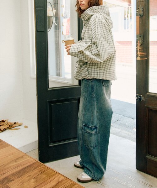 CIAOPANIC TYPY（チャオパニックティピー）の「【UNISEX】チェックフードシャウター（パーカー・メンズ・ネイビー/ホワイト/ブラック・LARGE/MEDIUM）」の10枚目の写真