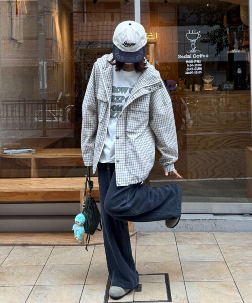 CIAOPANIC TYPY（チャオパニックティピー）の「【UNISEX】チェックフードシャウター（パーカー・メンズ・ネイビー/ホワイト/ブラック・LARGE/MEDIUM）」の15枚目の写真