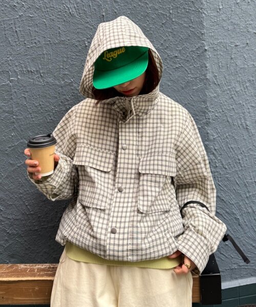 CIAOPANIC TYPY（チャオパニックティピー）の「【UNISEX】チェックフードシャウター（パーカー・メンズ・ネイビー/ホワイト/ブラック・LARGE/MEDIUM）」の17枚目の写真