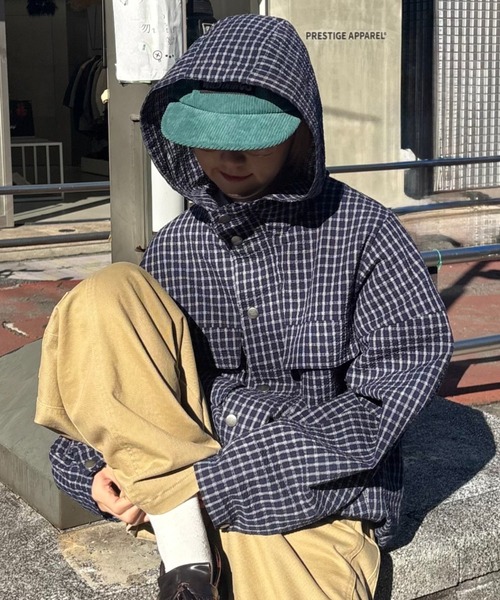 CIAOPANIC TYPY（チャオパニックティピー）の「【UNISEX】チェックフードシャウター（パーカー・メンズ・ネイビー/ホワイト/ブラック・LARGE/MEDIUM）」の5枚目の写真