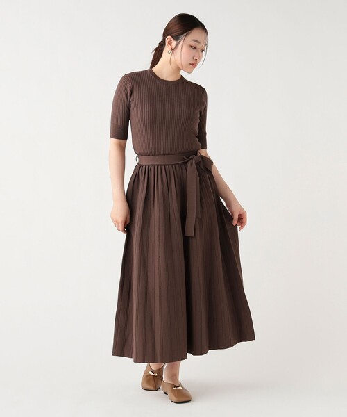 BEAMS HEART(ビームスハート)の「半袖ニット セットアップ(ワンピース・レディース・サックスブルー/ネイビー/ブラウン・SMALL/MEDIUM)」の2枚目の写真