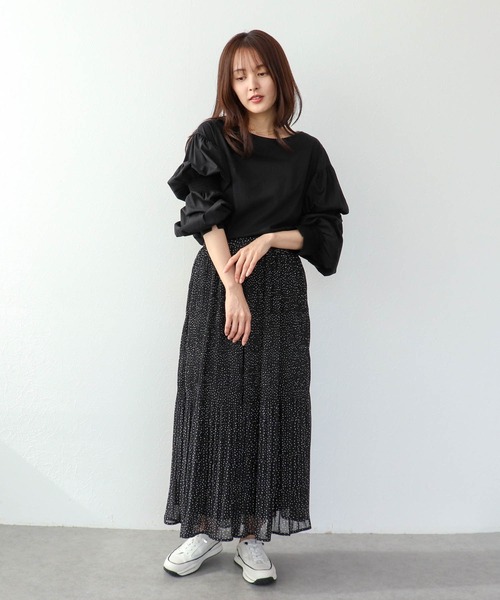 Three Four Time(スリーフォータイム)の「2wayギャザースリーブTシャツ(Tシャツ/カットソー・レディース・オフホワイト/ブラック・FREE)」の17枚目の写真