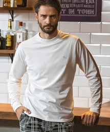 1PIU1UGUALE3 RELAX | 1PIU1UGUALE3 RELAX(ウノピゥウノウグァーレトレ リラックス)グロッシー刺繍 ネックロゴロングTシャツ(Tシャツ/カットソー)