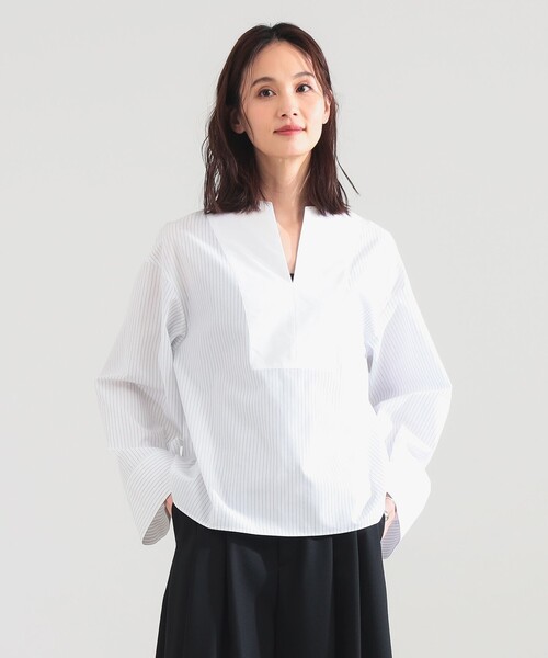 Demi-Luxe BEAMS（デミルクス ビームス）の「ワイド カフス プルオーバー シャツ（シャツ/ブラウス・レディース・カーキ/サックスブルー/その他・ONE SIZE）」の3枚目の写真