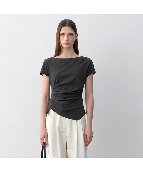 ATELIER NAIN（アトリエナイン）の「[ジャンダヨン PICK] LOND ウエストタックブラウス(Z-BL-4225)（シャツ/ブラウス・レディース・スカイブルー/ブラック/ホワイト/チャコール/ライトベージュ/ブラウン・FREE/LARGE）」の3枚目の写真