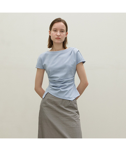 ATELIER NAIN（アトリエナイン）の「[ジャンダヨン PICK] LOND ウエストタックブラウス(Z-BL-4225)（シャツ/ブラウス・レディース・スカイブルー/ブラック/ホワイト/チャコール/ライトベージュ/ブラウン・FREE/LARGE）」の6枚目の写真