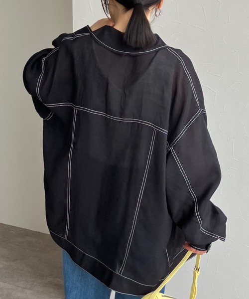 zena(ジェナ)の「Gジャンデザインシアービックシャツ(シャツ/ブラウス・レディース・ブラック/ホワイト・FREE)」の13枚目の写真