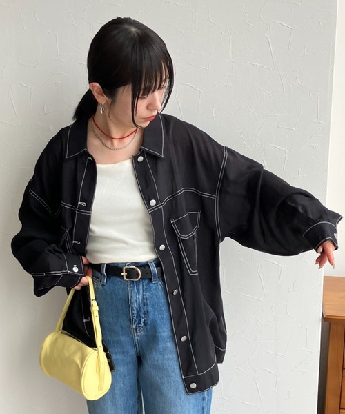 zena(ジェナ)の「Gジャンデザインシアービックシャツ(シャツ/ブラウス・レディース・ブラック/ホワイト・FREE)」の15枚目の写真