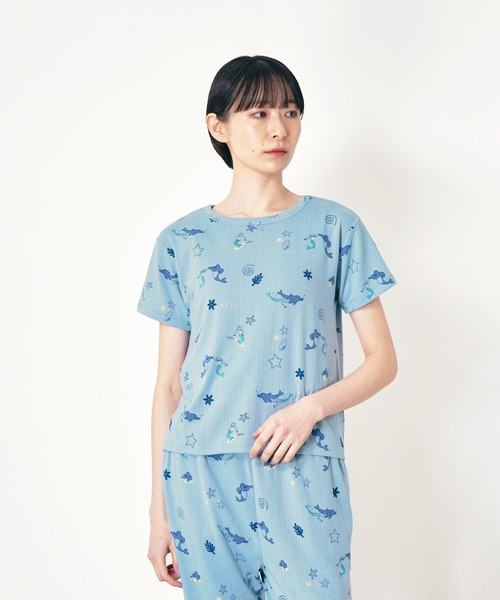 Common Noun（コモン ナウン）の「“SEA” Midori Nakajima 針抜き半袖トップス（Tシャツ/カットソー・レディース・サックスブルー/イエロー・M）」の2枚目の写真