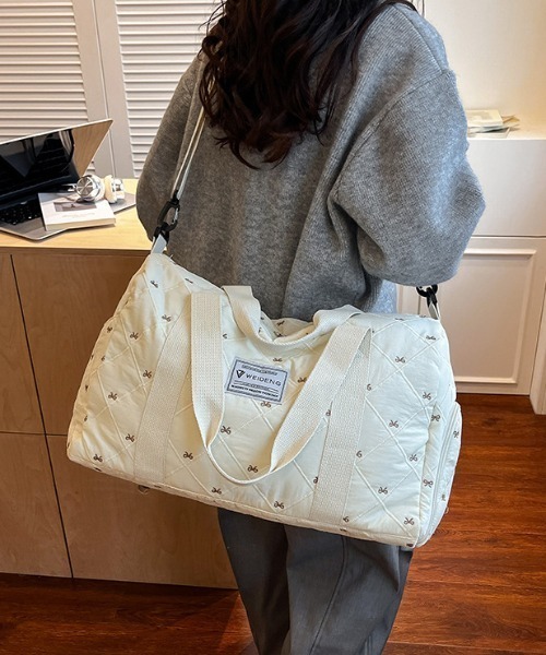 セール】【2WAY】【大容量】リボン柄 キルティング トラベル