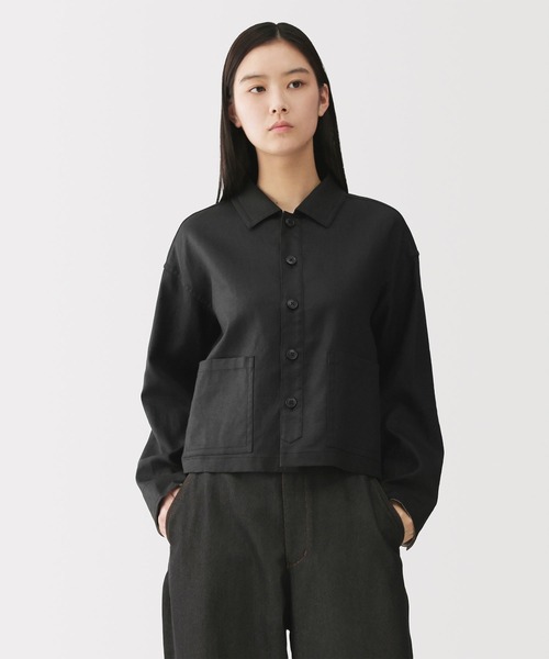 MUJI Labo（ムジラボ）の「〔MUJI Labo〕婦人　太番手リネンジャケット（その他アウター・レディース・オフホワイト/ブラック・M/L/S）」の2枚目の写真