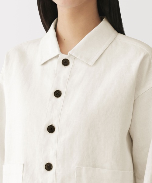 MUJI Labo（ムジラボ）の「〔MUJI Labo〕婦人　太番手リネンジャケット（その他アウター・レディース・オフホワイト/ブラック・M/L/S）」の6枚目の写真