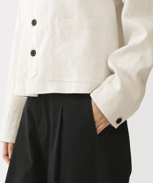 MUJI Labo（ムジラボ）の「〔MUJI Labo〕婦人　太番手リネンジャケット（その他アウター・レディース・オフホワイト/ブラック・M/L/S）」の7枚目の写真