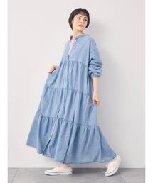 Samansa Mos2 | 【オーガニックコットン】デニムティアードワンピース(ワンピース)