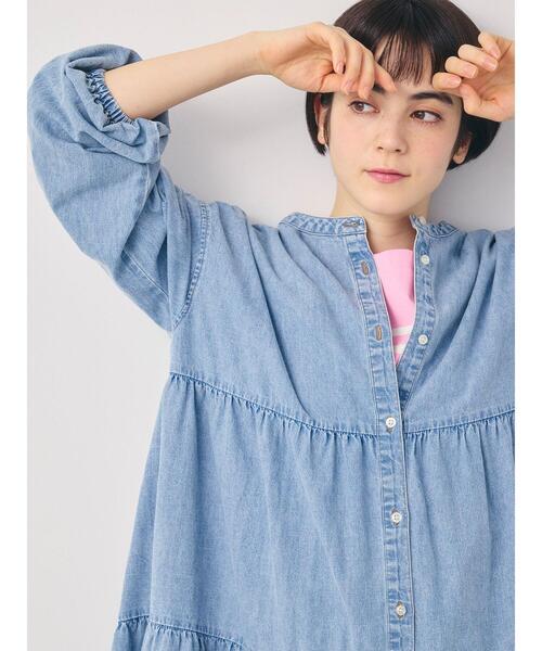 Samansa Mos2（サマンサ モスモス）の「【オーガニックコットン】デニムティアードワンピース（ワンピース・レディース・ネイビー/サックスブルー・S/M）」の8枚目の写真