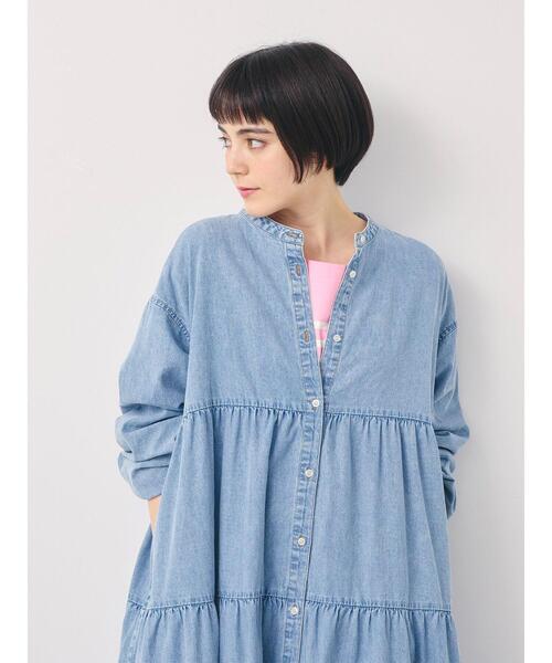Samansa Mos2（サマンサ モスモス）の「【オーガニックコットン】デニムティアードワンピース（ワンピース・レディース・ネイビー/サックスブルー・S/M）」の10枚目の写真