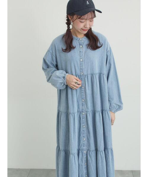 Samansa Mos2（サマンサ モスモス）の「【オーガニックコットン】デニムティアードワンピース（ワンピース・レディース・ネイビー/サックスブルー・S/M）」の14枚目の写真