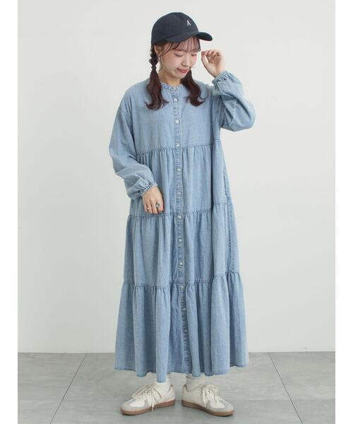 Samansa Mos2（サマンサ モスモス）の「【オーガニックコットン】デニムティアードワンピース（ワンピース・レディース・ネイビー/サックスブルー・S/M）」の15枚目の写真