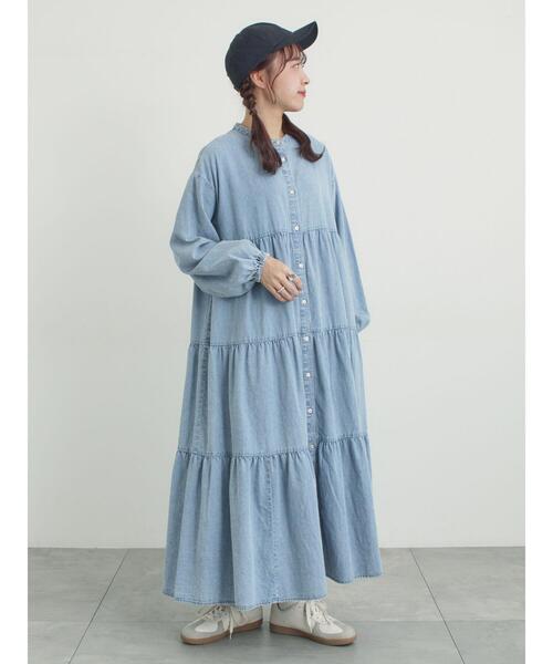 Samansa Mos2（サマンサ モスモス）の「【オーガニックコットン】デニムティアードワンピース（ワンピース・レディース・ネイビー/サックスブルー・S/M）」の16枚目の写真