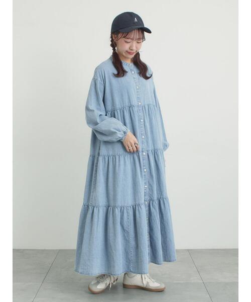 Samansa Mos2（サマンサ モスモス）の「【オーガニックコットン】デニムティアードワンピース（ワンピース・レディース・ネイビー/サックスブルー・S/M）」の17枚目の写真