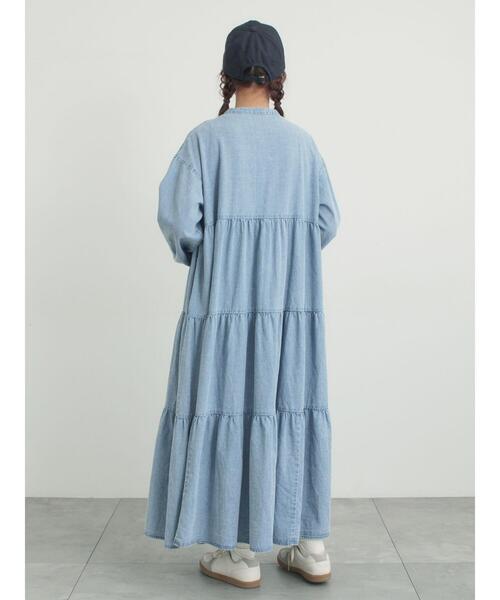 Samansa Mos2（サマンサ モスモス）の「【オーガニックコットン】デニムティアードワンピース（ワンピース・レディース・ネイビー/サックスブルー・S/M）」の18枚目の写真